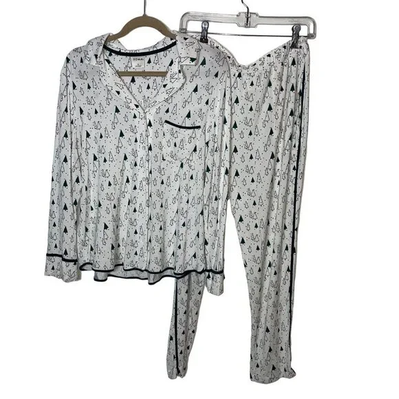 Soma Womens Two Piece Pajama PJ Set Size Large Abstract Tree Print - Picture 1 of 8